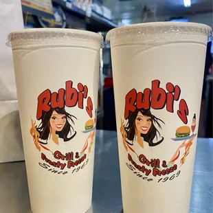 Two marshmallow milkshakes