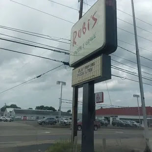 a sign for rubi's
