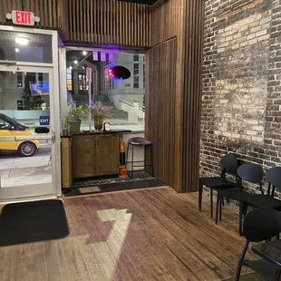 the entrance to the restaurant