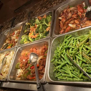 Warm meat and veggies