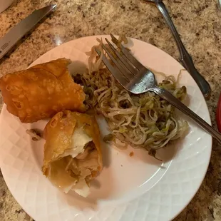 Inside of Egg Rolls... no mini shrimp so bonus!