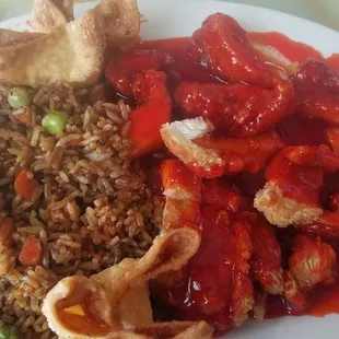 Sweet &amp; Sour chicken is fried chicken with a cheap sauce poured over it. I've had real Chinese Food, this disappointed.