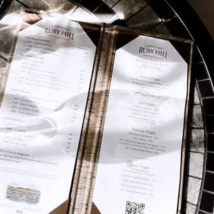 menus on a table