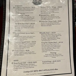 menu