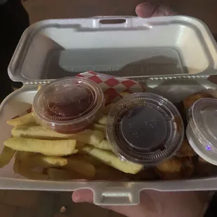 Chicken bite with fries