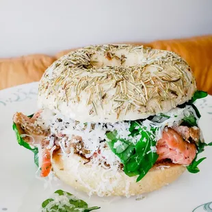 Ruby's Prime rib rosemary bagel