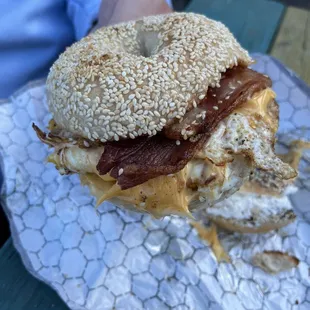 Bacon egg and cheese bagel