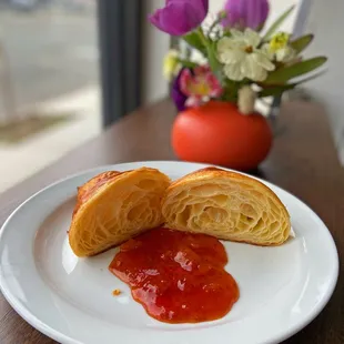 a half eaten croissant