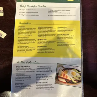 Breakfast menu