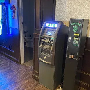 ATM and change for pool tables and darts