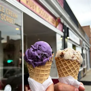Ube cookies and cream and I can't remember the flavor on the right