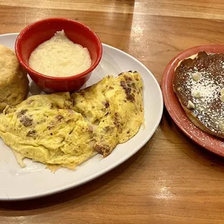 White Chocolate Bread Pudding Pancakes