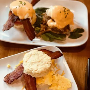 Bacon, Egg and Cheddar on a biscuit  Eggs Cochon Benedict &amp; Eggs Blackstone The O.G. Benedict