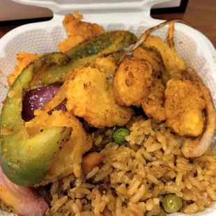 Fried rice and bang bang shrimp. Waste of money not good at all.