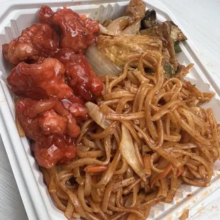 Pad thai with bang bang chicken &amp; tofu eggplant