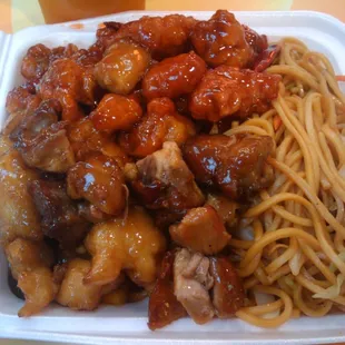 Noodles, Mango Chicken, Teriyaki Chicken, Bang Bang Chicken