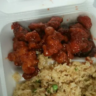 Bang bang chicken and fried rice. Must try