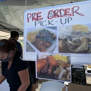 Pre-order choices at Ruby Tuesday pop-up at Kalama Valley Shopping Center 10/6/20
