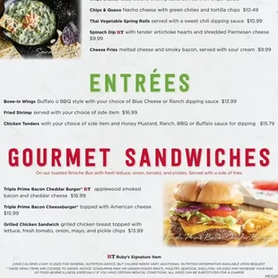 Small menu. Wings are NOT an entree.