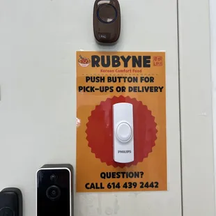 a push button for pick ups or delivery