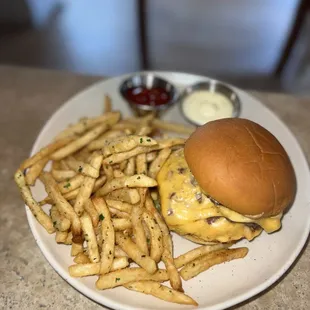 Classic Cheeseburger (~$16) with fries (+$4)