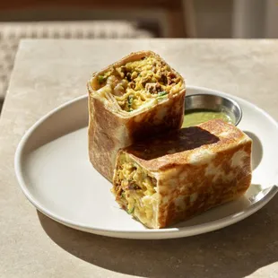 two burritos on a plate