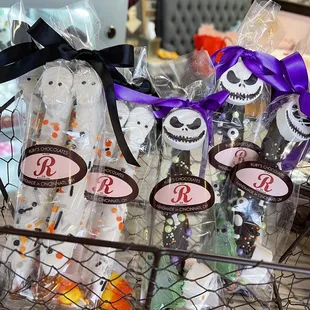 a basket of halloween treats