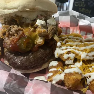 You don't want to miss out on this amazing burger. We call it the Lacees big papa. This burger will 100% fill you up.