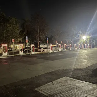 A large amount of Tesla Parking/charging