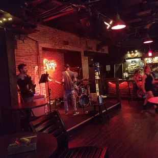 a band playing in a bar