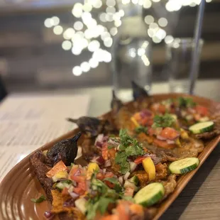 Grilled eggplant w/ mango salsa