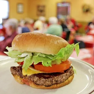 a hamburger on a plate
