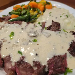Ribeye Steak in Mushroom Blue Cheese Cream sauce