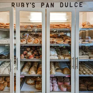 a display of baked goods