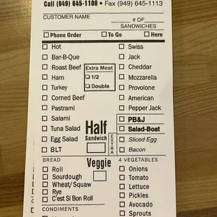 a checklist for customers