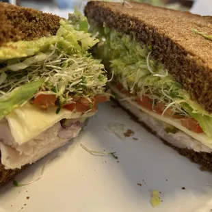 Turkey, provolone , all the veggies on squaw bread