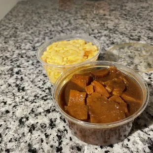 Robert's Mac and Cheese and candied sweet potatoes