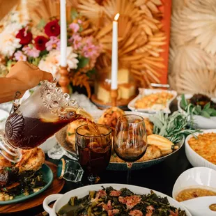 a table full of food