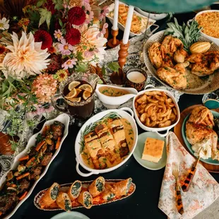 a table full of food