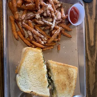 Poppin and sweet potato fries