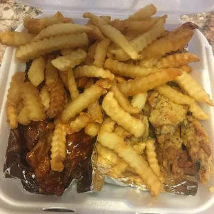 chicken wings and fried chicken, food