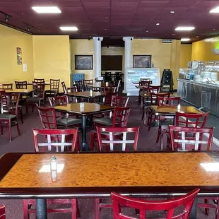 Main Dining Area with Small Dining Area at the Rear, Dessert Case and Lunch Buffet Area