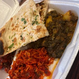 Aloo Palak , cauliflower Manchurian, garlic naan