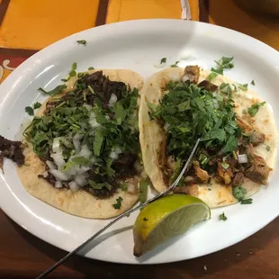 Barbacoa and pierna tacos