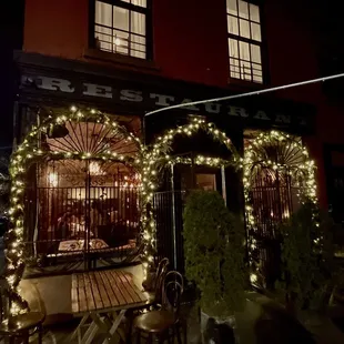 Outside seating and front door