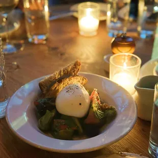 Burrata - Heirloom tomatoes, stone fruit, charred scallions, pesto