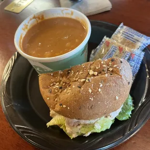 1/2 sandwich &amp; soup combo!  Tuna  sandwich with tomato/mushroom soup.  YUM!!!