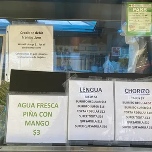 Updated menu pricing 5/20/22