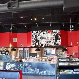 the interior of a bakery