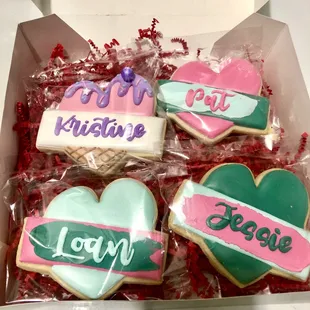 Customized heart cookies